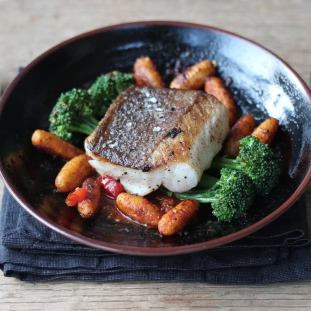 The Pollock fillet is expertly seasoned and pan-fried to perfection, creating a golden-brown crust that gives way to a tender and flaky interior.