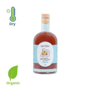 Bottle of Archie organic apple cider vinegar with ‘the mother’, featured as a natural remedy to reduce blood sugar spikes, improve digestion and support gut health.